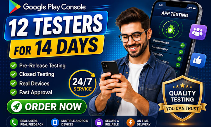 12 testers 20 testers for 14 days closed testing google play console 12 testers