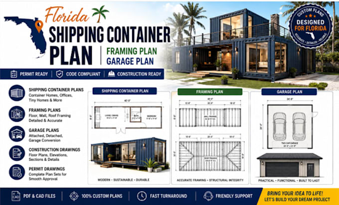 design florida shipping container plan framing plan garage plan
