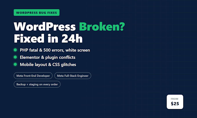 fix wordpress errors, php bugs, and elementor conflicts urgently