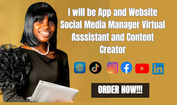 be app and website social media manager virtual asssistant and content creator