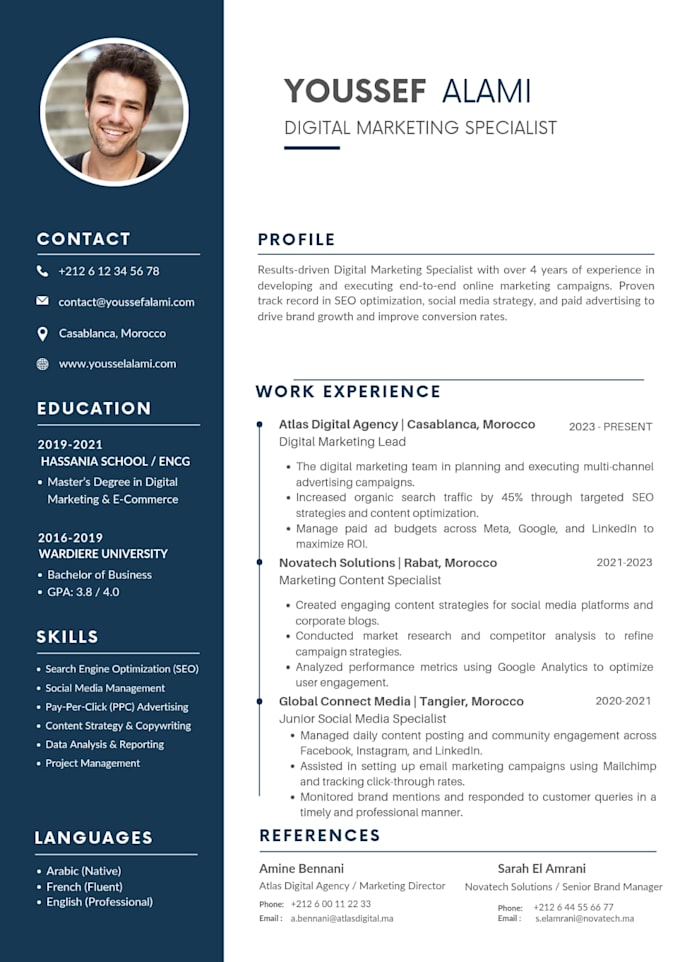 design a professional modern resume and cv