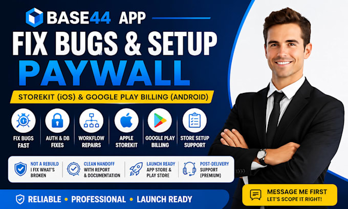 base44 app fix bug repair apple iap storekit google play billing base44 paywall