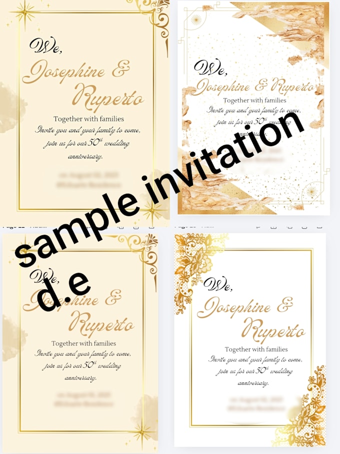 do event layouts, invitations, souvenir stickers, keychains