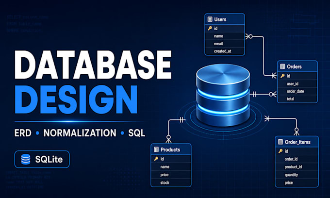 design a relational database, erd and normalized sql schema