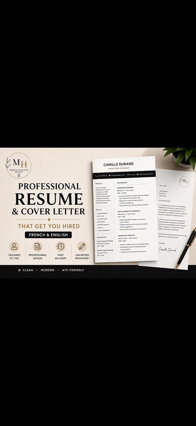 create a professional resume and cover letter