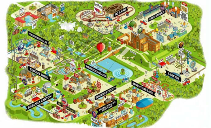 design wayfinding map, visitor map, resort map and park map, navigation map