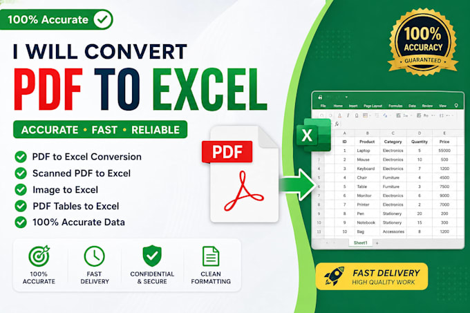 convert PDF to excel and scanned PDF to editable excel