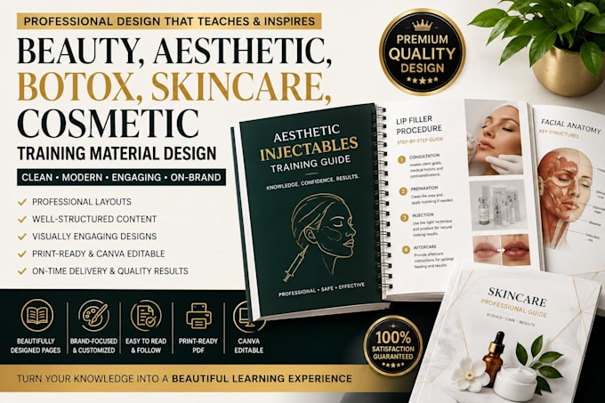 design beauty, aesthetic, botox, dermatology, skincare, cosmetic training manual