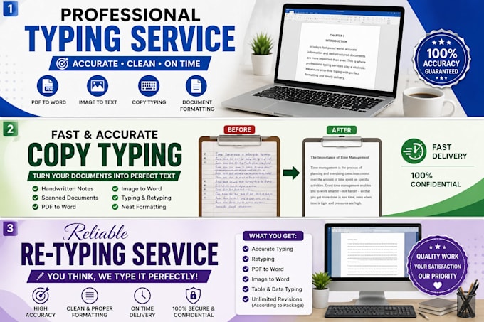do accurate typing, retyping and copy typing