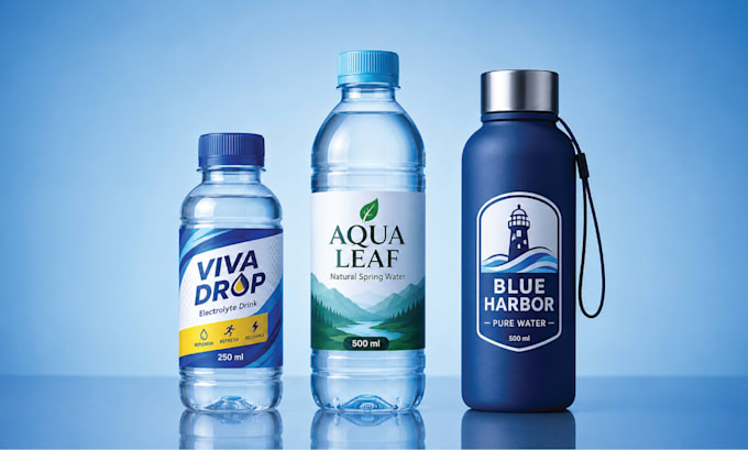 create water bottle label and  juice label design