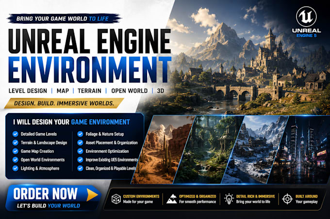 design unreal engine game environment level design map terrain open world 3d