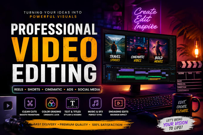 do professional video editing, youtube short, cinematic edit
