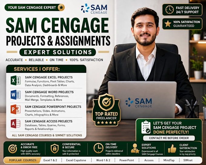 do sam cengage ms excel ,word , powerpoint, access project and modules urgently