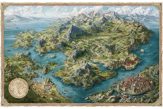 design a fantasy map illustration