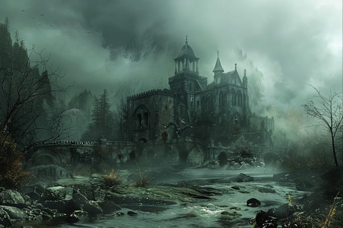 draw fantasy horror landscapes art