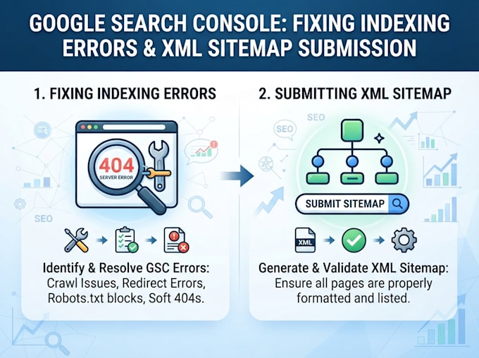 fix google search console indexing errors and submit XML sitemap