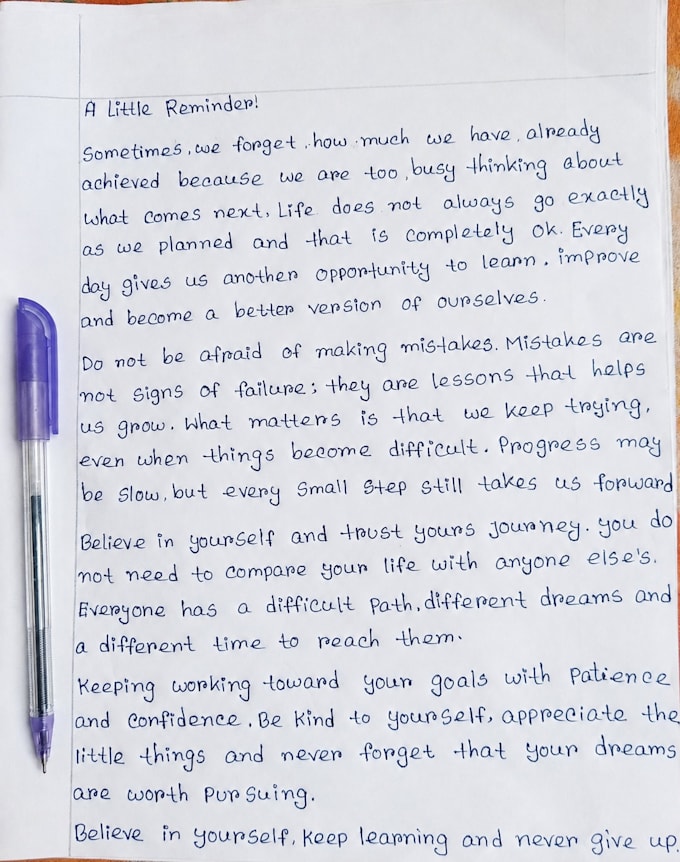 handwrite your text in clear and attractive handwriting