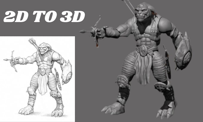 convert 2d image drawing sketch to 3d model stl for 3d printing