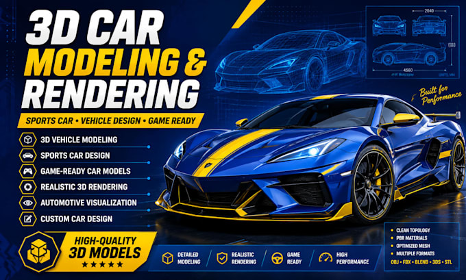 create 3d car model games rendering sports car 3d vehicle design