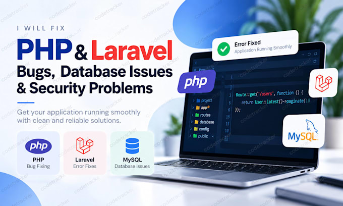 fix PHP and laravel bugs database errors and security issues