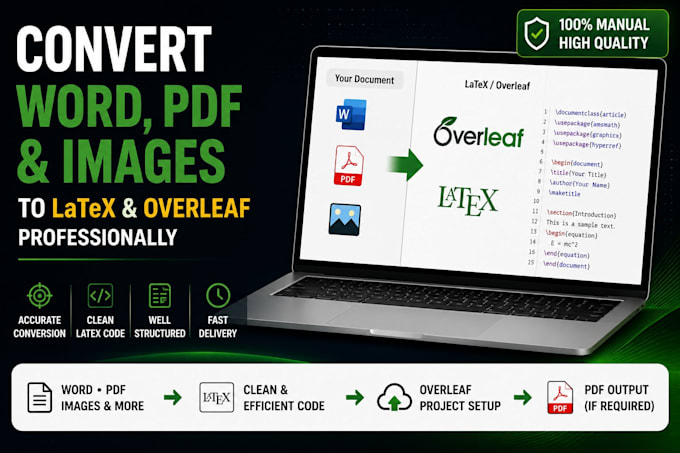 convert word PDF or images to latex and overleaf professionally