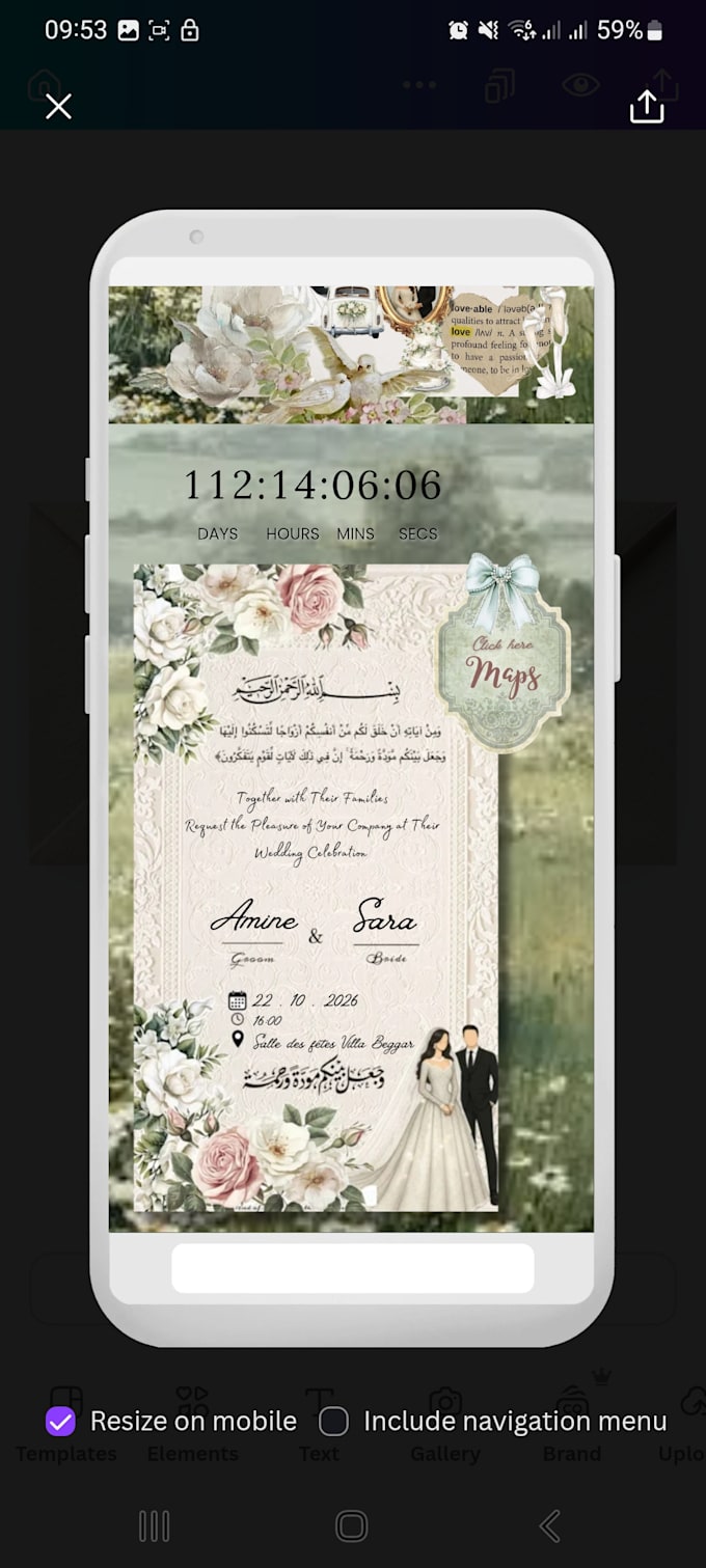 design a beautiful digital wedding invitation
