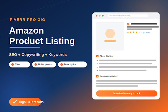 write SEO amazon product listing title bullet points