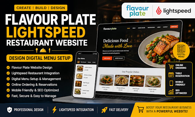 build flavour plate lightspeed restaurant website design digital menu setup