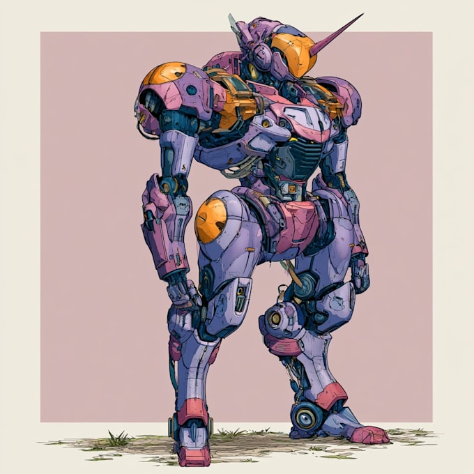 do anime style mecha robot illustrations