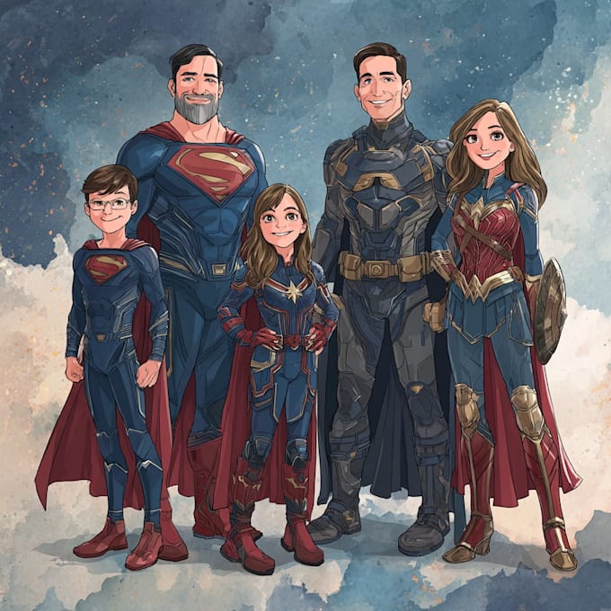 design a family superhero portraits