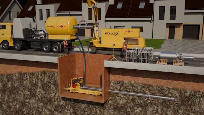 create 3d industrial trenchless drilling microtunnelling and pipeline animation