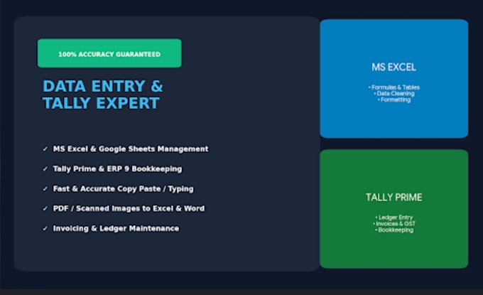 do accurate data entry, excel work, and tally bookkeeping