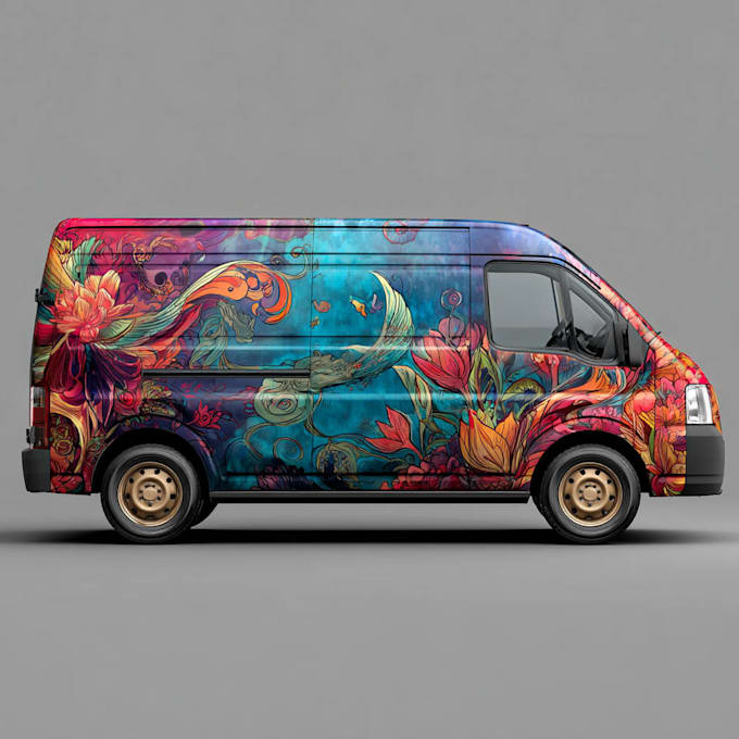 make a realistic 3d car wrap mockup and design