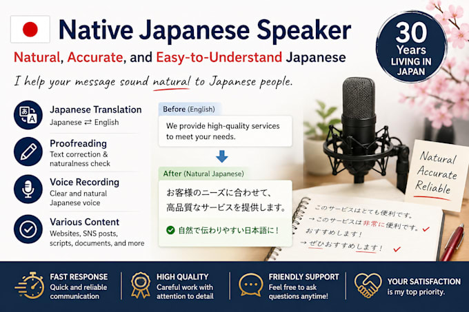 japanese translation and proofreading and text correction