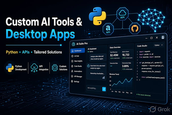 build custom ai tools, python automation and software