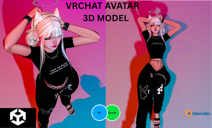 create custom vrchat avatar with unity rigging optimization, furry avatar