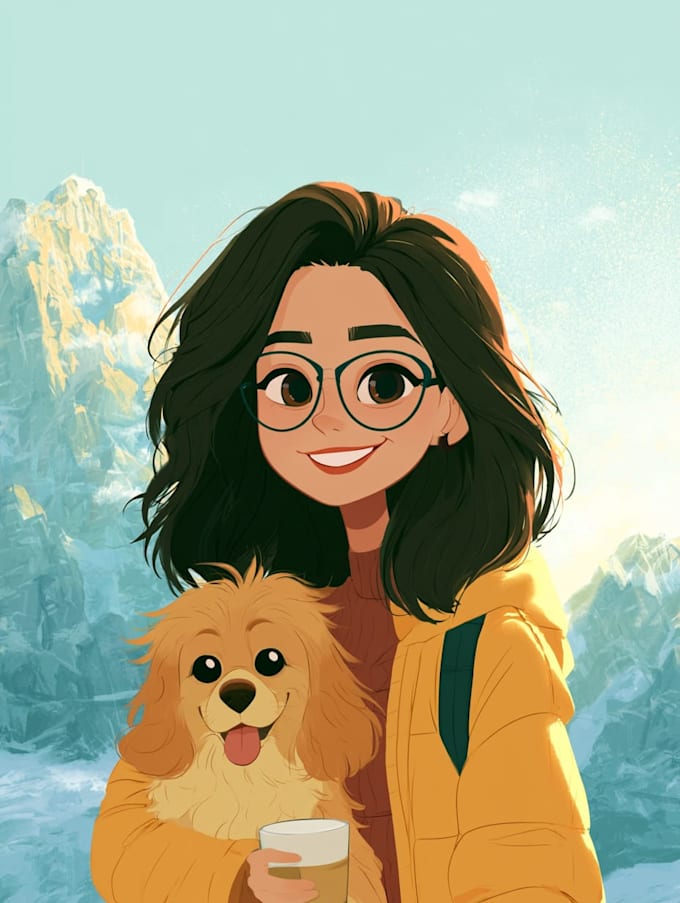 draw cartoon portrait in disney cartoon illustration