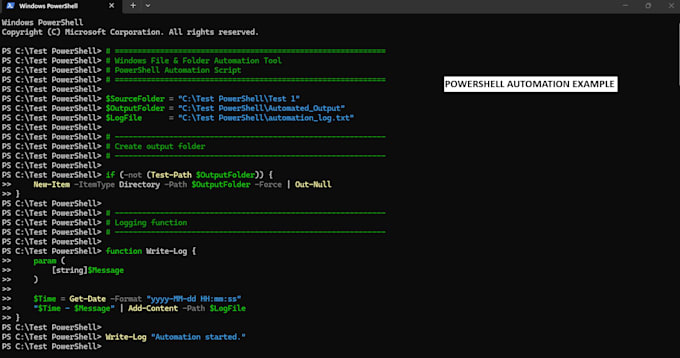 create powershell scripts to automate window tasks