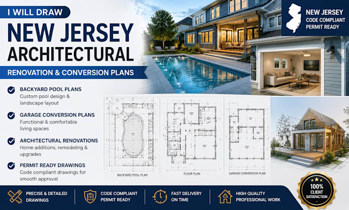 draw new jersey architectural renovation backyard pool garage conversion plans