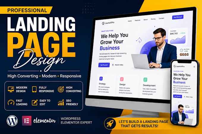design a professional high converting landing page in wordpress