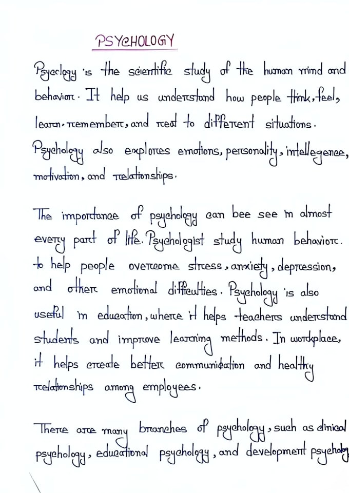 provide a professional handwriting service