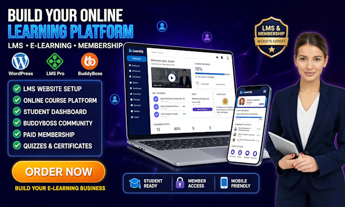 build wordpress ims website, elearning site with ims pro buddy boss membership