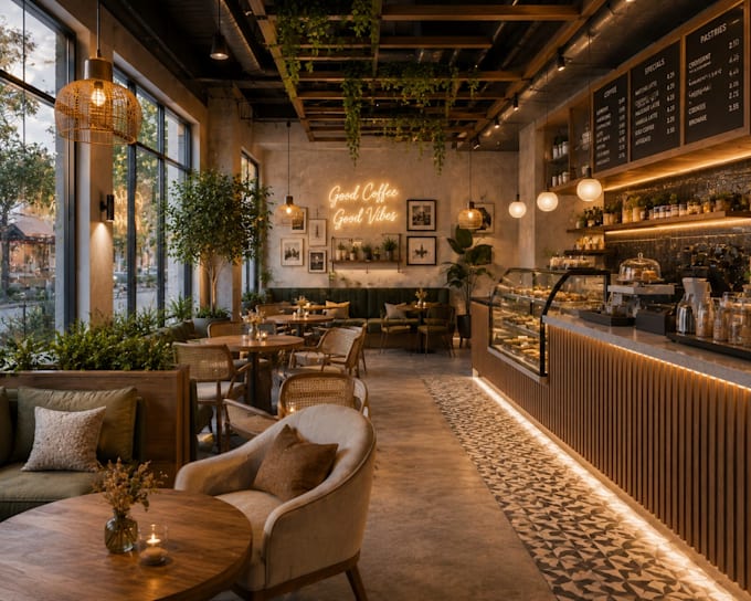 design and render your restaurant cafe or bar interior
