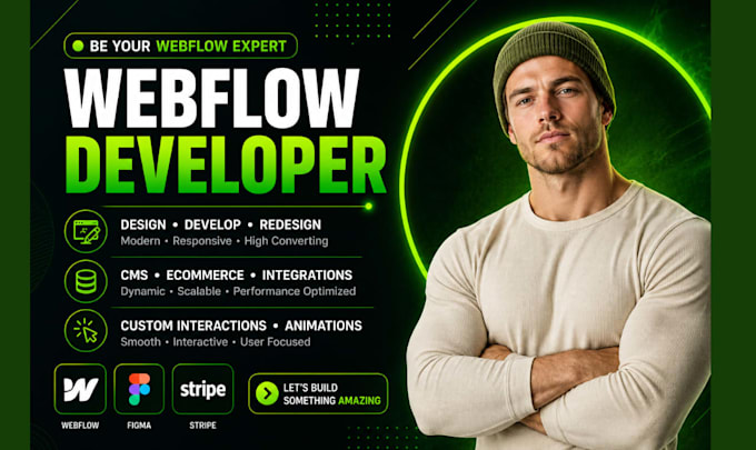 develop a responsive webflow website cms integration and custom interactions