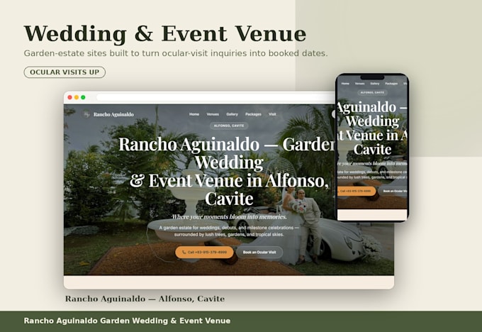 create a beautiful wedding or event venue website