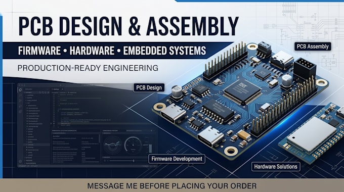 design pcb assembly, pcb design, firmware development and hardware