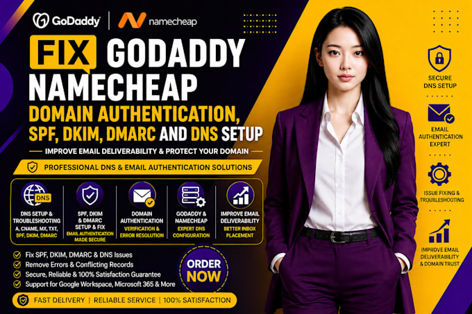 fix godaddy namecheap domain authentication, spf, dkim, dmarc and dns setup