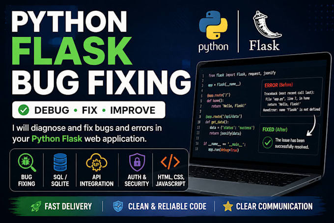 fix bugs and errors in your python flask web application