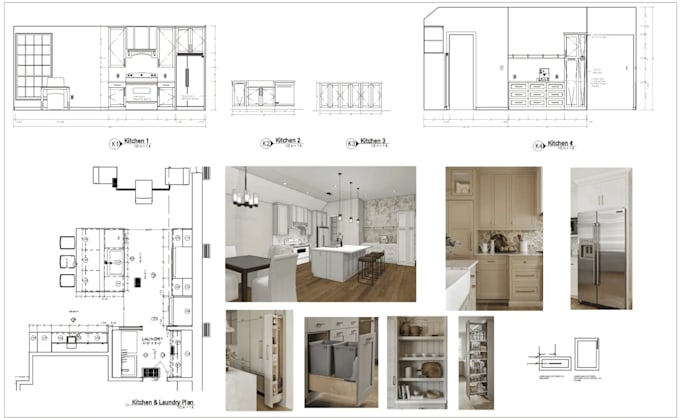 design custom kitchen cabinet with 3d render, shop drawing and cnc programming