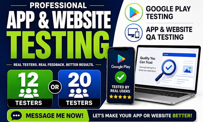 12 tester 20 tester google play 12 app 20 app tester qa testing website testing